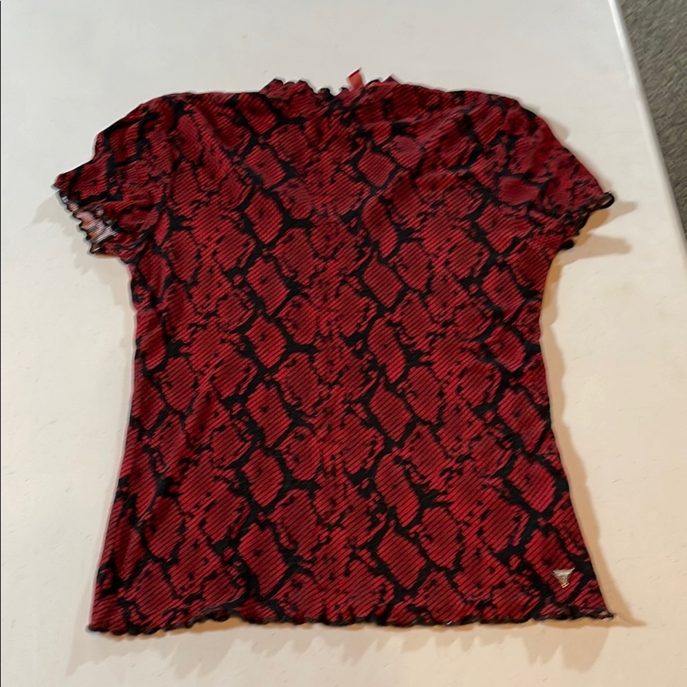 Red and Black Snake Print Women's Top